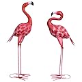 2Pcs Pink Flamingo Outdoor Statues, Metal Flamingo Yard Art Decor for Garden Home Patio Yard Display