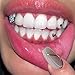 JINAO 18k White Gold Plated Single Tooth Hip Hop Bling Cap Canine Teeth CZ Iced-Out Grillz (Silver)