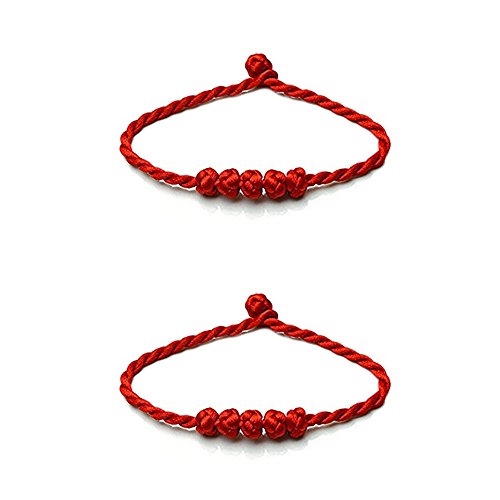 FengShuiGe Chinese Feng Shui Lucky Rope Strap Lucky red Rope Beads Hand-Woven Pieces, Packing 2PCS, Red