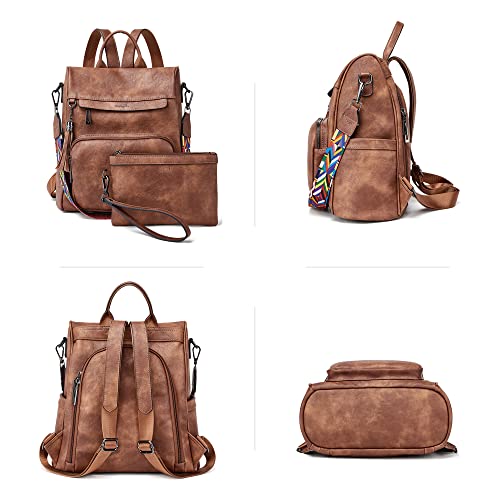 Shrrie Backpack Purse For Women Pu Leather Anti-Theft Travel Backpack Purse Fashion Ladies Shoulder Bag With Tassel, Brown #TOP1