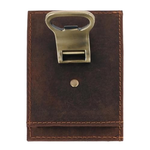 CTM Men's Leather Bottle Opener Money Clip Wallet, Brown3