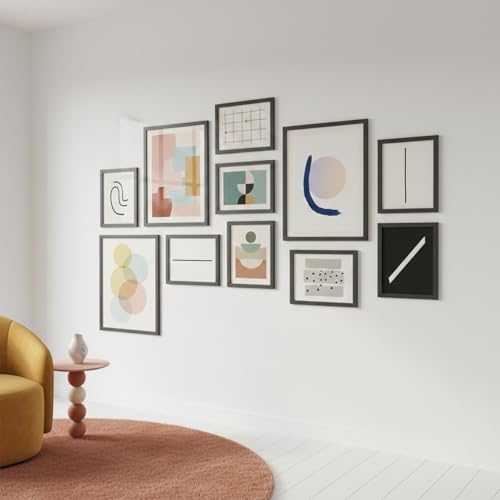 Image of HOTHOUSE Photo Frame For Wall Decor | Collage Picture Frames For Wall Decor | Aesthetic Rectangular Photo Frames For Home Decor Office Livingroom Bedroom | Set of 11 (BLACK, Combo-3)
