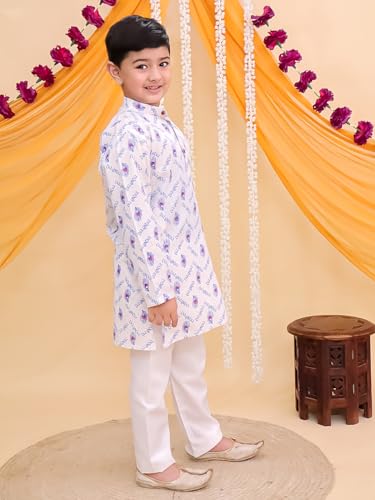 Image of AJ DEZINES Boys Cotton Full Sleeve Letter Printed Kurta Pajama Set for Kids - Ethnic wear | Special Occasion & Traditional Outfit |Boys Kurta Set - Regular Fit