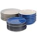 ProCook Coastal Tafelservice - 24-teilig - Steinzeug - Blau - handgearbeitetes Design - reaktive Glasur - Tafelgeschirr - Geschirrset - für 8 Personen