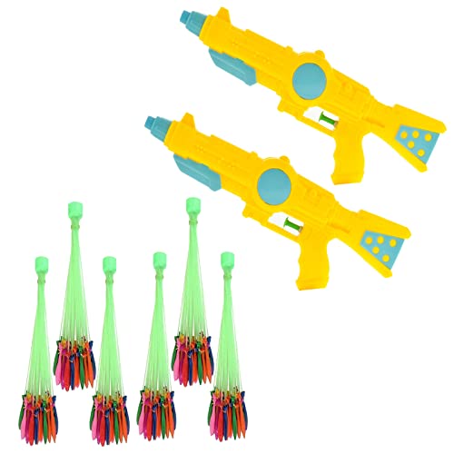 Image of Brown Leaf Toy Gun Holi Pichkari Water Gun Water Pistols Pichkari for Kids Holi Pool Party Fun Toys (2 Pichkari with 6 Magic Balloon)