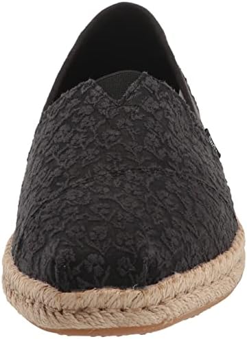 TOMS Women's Alpargata Rope Loafer Flat, Black Posy Lace, 9 | Image 1