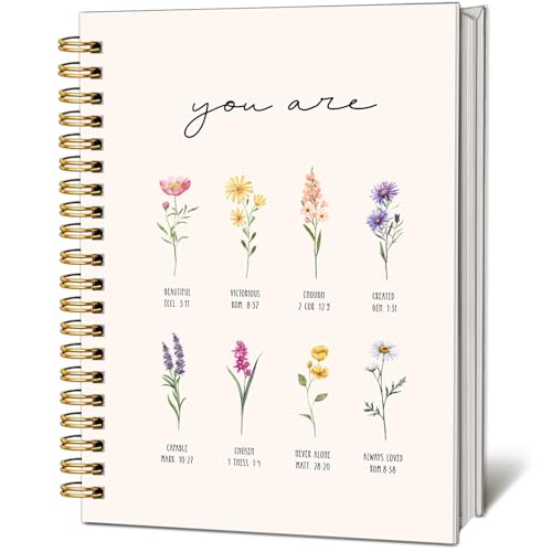 INCOK Watercolor Wildflower Christian Notebook, You are Affirmation Bible Journal with Scripture Verses, Boho Inspirational Prayer Hardcover Jounaling for Bible Study, Religion Gift for Women