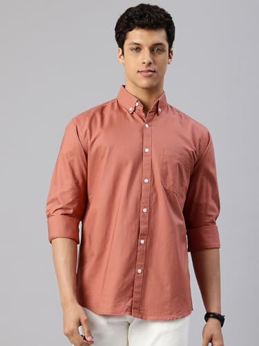 Image of Majestic Man Men's Solid Pure Cotton Casual Shirt - Slim Fit | Full Sleeves | Soft & Breathable Fabric
