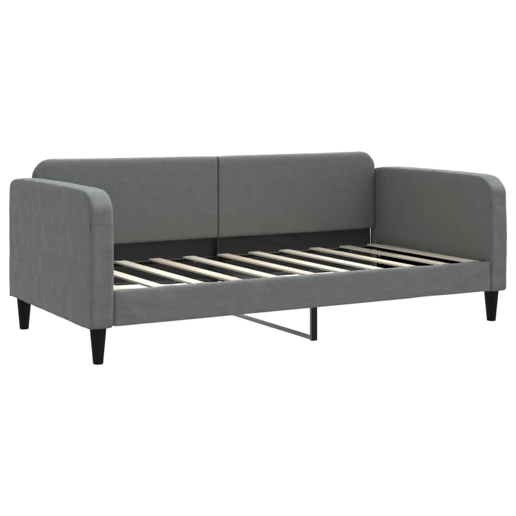 Rozkładana 2w1 z piankowym materacem do salonu i sypialni 90x190 cm szary | Sofa z materacem ciemnoszara 90x190 cm rozkładana kanapa z funkcją spania tkanina poliestrowa do salonu i sypialni