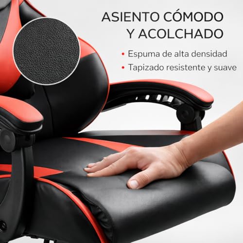 Miniatura 6 de Silla Gaming Ergonómica Reclinable Con Cojín Lumbar Y Cervical Altura Ajustable, Reposabrazos Acolchados, Ruedas 360 Ideal Para Oficina, Escritorio, Teletrabajo, Estudio, Juego, Ordenador