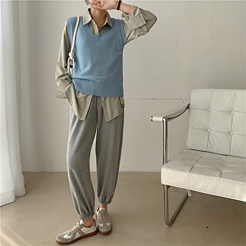 Tjlss Casual Solid Pullover Vest Sweater V-Neck Knitted Vest Women Sweater Pullover Jumper Lady (Color : A, Size : One Size) #TOP5