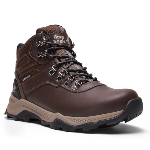 CragEagle Men's Hiking Boots Waterproof Ankle High Lightweight Outdoor Trails Trekking Mountaineering Camping Shoes (0, Brown, /, Adult, Men, 12, Numeric, US Footwear Size System, Medium)