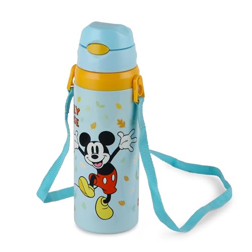 Image of Cello Kidzbee Autumn 600 Mickey Mouse Design Insulated Kids Sipper Water Bottle 600 ml |Food Grade, 3D Touch & Feel Design, BPA Free, Leakproof Easy Press Open Flip Top Cap Insulated Kids Water Bottle