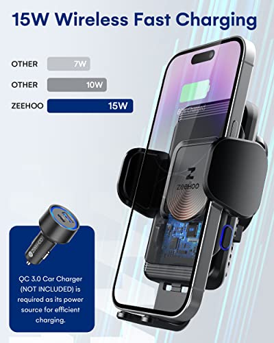 Zeehoo Wireless Car Charger,15W Qi Fast Charging Auto-Clamping Car Mount,Windshield Dash Air Vent Phone Holder For Iphone 14 13 12 Mini 11 Pro Max Xs Xr 8,Samsung S22 S21 S20 Note 20 10 9 8 Z Flip 3 #TOP5