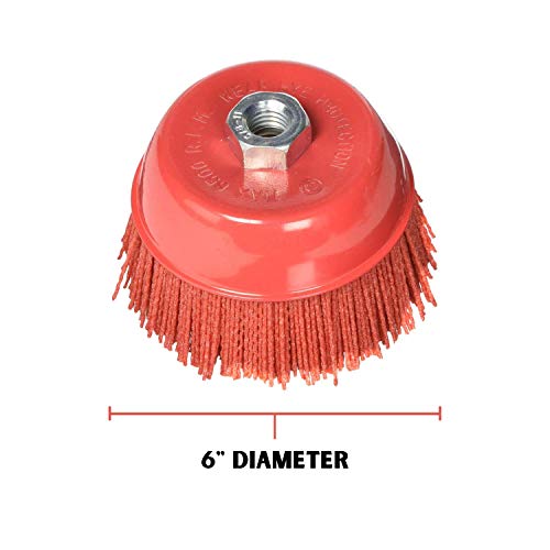 Image of Al's Liner Abrasive 180 Grit Nylon Bristle Cup Brush - 6 Inch - Safe for Use on Metal, Wood, Aluminum and Plastic Surfaces (TOOR6)