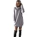 YANFANG Vestido Elegante Mujer Manga Larga,Vestido de Punto de Cuello Alto de Manga Larga para Mujer Vestido de Jersey de Cuello Alto Vestido de Mujer Mini,, L,Gray