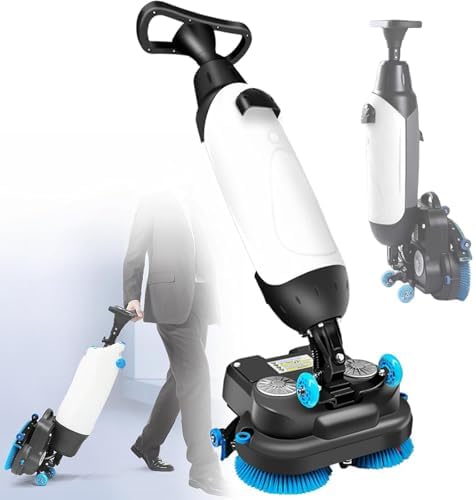 17" Cordless Power Mop & Floor Scrubber - Dual Tank (4.5L+7.5L) Commercial Washer for Wood, Tile, Marble & Cement Floors - 13000 Sqft/H Efficient Cleaning Tool