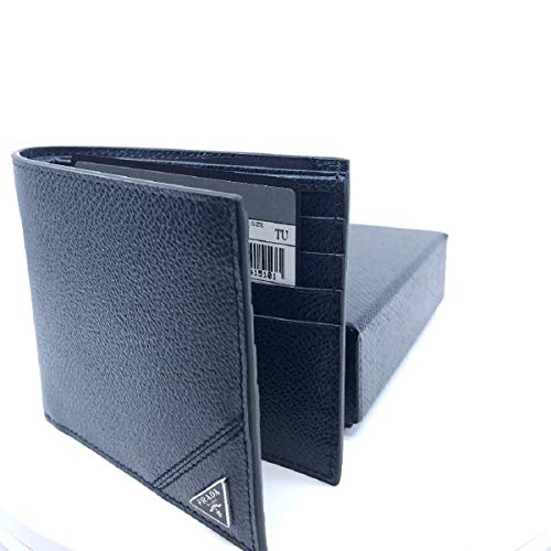 Prada Orizzontale Blue Vitello Micro Grain Leather Iconic Triangle Logo Wallet 2Mo513 #TOP1