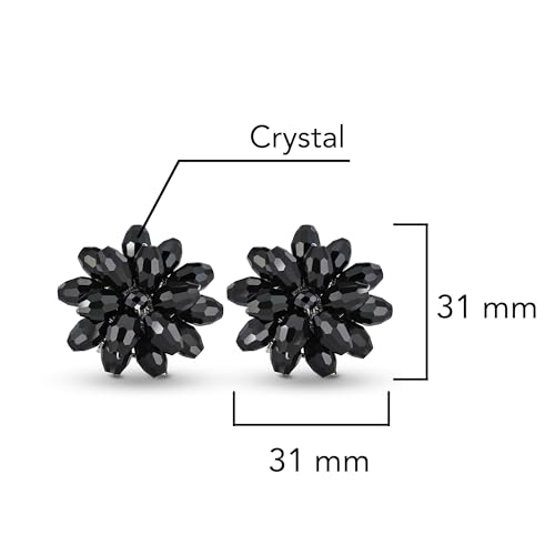 AeraVida Dazzling Black Chrysanthemum Flower Crystals Base Metal Clip on Earrings | Black Flower Clip on Earrings | Black Jewelry Earrings | Chrysanthemum Earrings for Women4