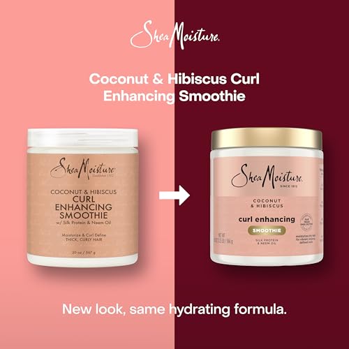 SheaMoisture Curl Enhancing Smoothie Hair Cream Coconut and Hibiscus for Thick, Curly Hair Sulfate Free and Paraben Free Curl Cream 20 oz