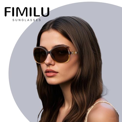 FIMILU Sunglasses for Women, Polarized Retro Stylish Sunglasses Oversized Trendy Sun Glasses UV Protection for Vacation 52032