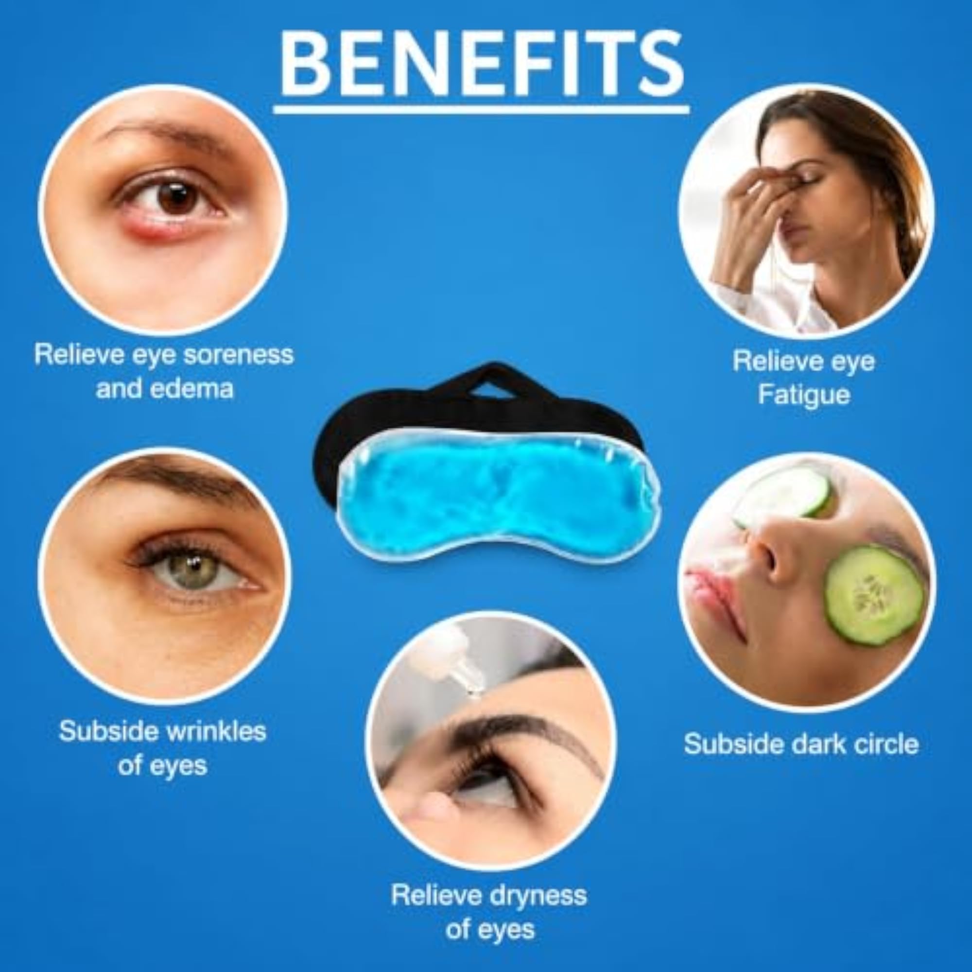 Soft Cooling Gel Eye Mask for Puffy Eyes, Headache Relief