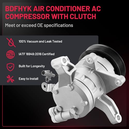 BDFHYK Air Conditioning A/C Compressor with Clutch Compatible with Subaru Forester 2014-2018 2.0L 2.5L, Impreza 2012-2016, Crosstrek 2016-2017, XV Crosstrek 2013-2015 2.0L, Replacement 58492