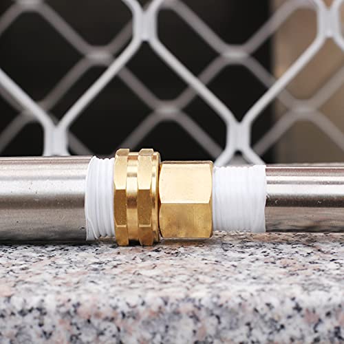 Yelun Solid Brass Garden Hose Fittings Connectors Adapter Heavy Duty Brass Repair Female To Female Double Female Dual Water Hose Connector(3/4" Ght Female To 1/2" Npt Female) 2 Pcs #TOP3