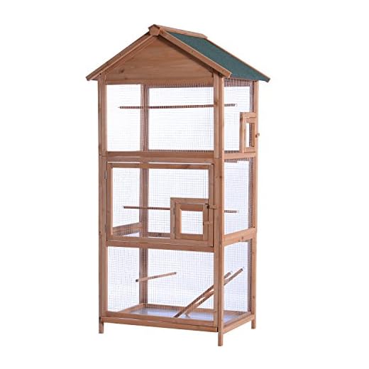 MCombo 70inch Outdoor Aviary Bird Cage Wooden Vertical Play House Pet Parrot Cages with Stand 0011