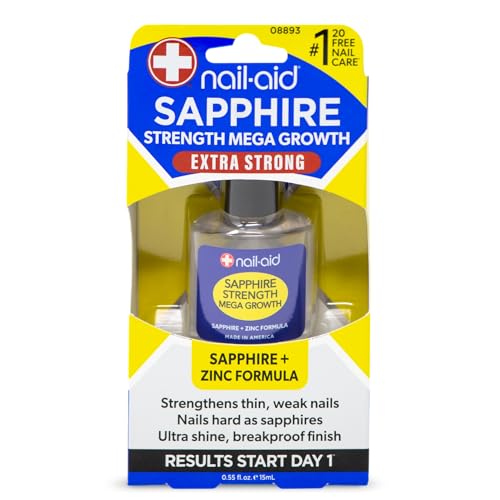 Nail-Aid Sapphire Strengthener & Mega Growth Treatment – Clear, 0.55 Fl Oz