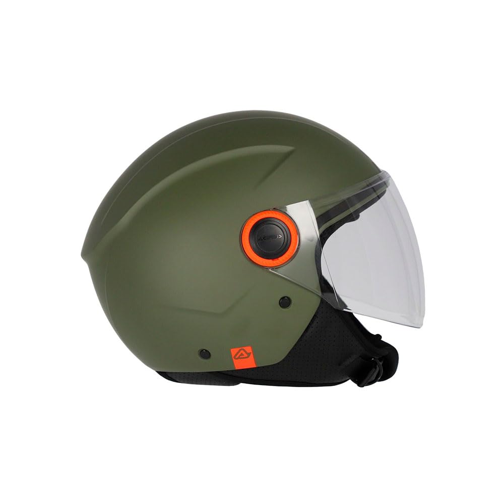 Acerbis Casco Jet Brezza con visera y homologación ECE 22.06 (verde militar opaco – Talla L)