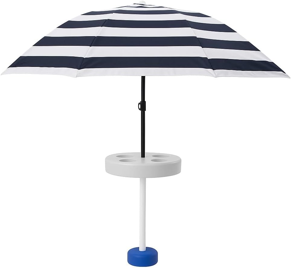 Pool Buoy Floating Pool Umbrella – 5'-7" Premium UV Shade Umbrella with Weighted Base & 5 Cup Holders – Luxury Portable Sun Protection for Pools, Lakes & Hot Tubs – No-Tool Setup