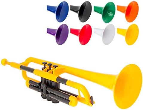 pBone Jiggs pTrumpet Plastic Trumpet w/Gig Bag and 3C and 5C Mouthpieces, Yellow, (PTRUMPET1Y)