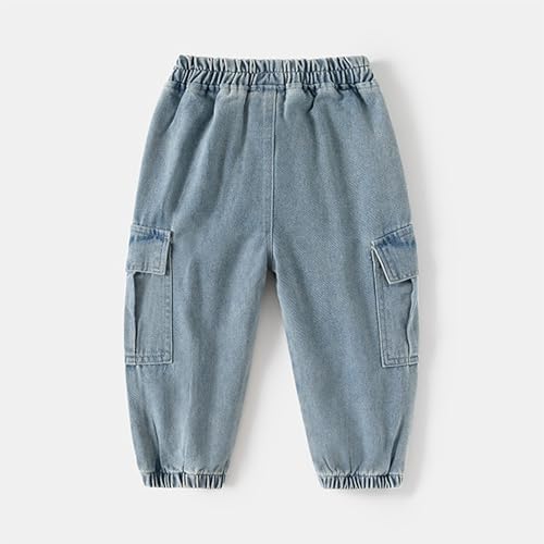 Toddler Boys Cargo Jogger Jeans Elastic Waist Cargo Denim Pants2