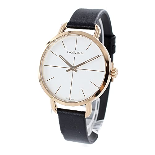 [カルバンクライン]Calvin Klein レディース イーブン ボーイズサイズ 白文字板 ブラック レザー K7B236C6 腕時計 [並行輸入品]