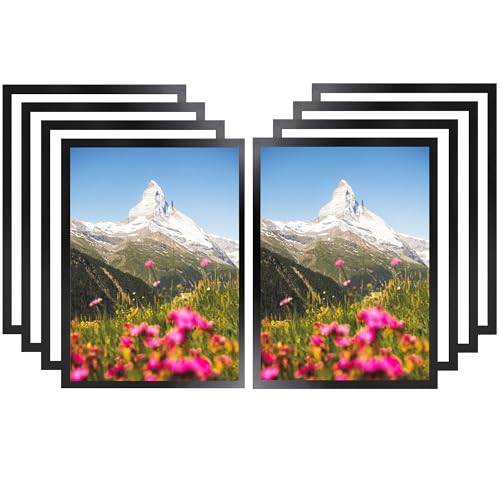 YKUKIZEE 8 PCS A3 Self Adhesive Magnetic Display Frame, Magnetic Picture Frame, Black Magnetic Photo Frames for Wall Poster Notices Document License Certificates Paintings