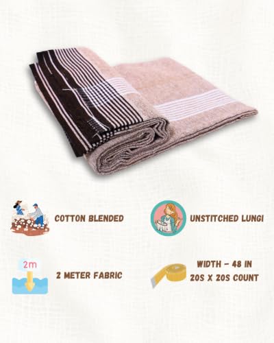 Image of Self Design Blended Solid cotton lungi for men | Daily Wear, Home Wear & Relaxation | 2 Meter | Unstitched
