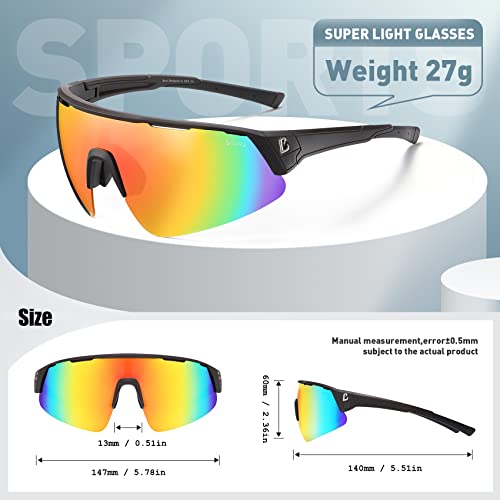 Image of Polarized Sports Sunglasses Wraparound Design TR90 Lightweight Frame With UV 400 Protection Glasses for Women Men