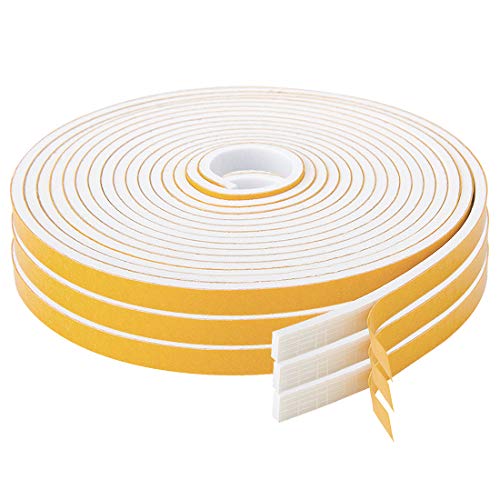 Adhesive Foam Tape 59 Feet, Soundproofing Neoprene Rubber Tape Door Insulation Weather Weatherproof Stripping, 1/2" Wide X 1/8" Thick, 19.7 Ft X 3 Rolls by ToLanbbt - Used condition - US$7.13