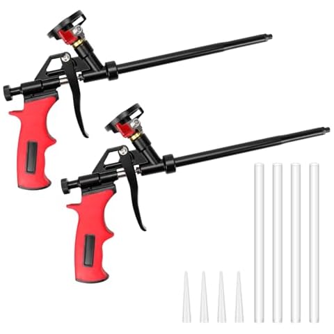 2 PCS Spray Foam Gun, Pu Expanding Foaming Gun (2 Insulation Guns + 6 Extenders), Professional Caulking Gun Insulation Suitable for Caulking, Filling, Sealin Cover