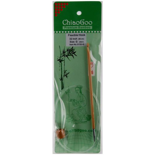 ChiaoGoo Flexible Crochet Hook 32 inch (81cm) Bamboo Dark Patina Size US Q (15.75mm) 5132-Q