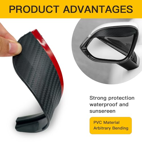 Image of 2PCS Car Rearview Mirror Rain Covers, Side Mirror Rain Guard, Durable, Effectively Blocks Rainwater, Maintains A Clear View, And Is Suitable For Most Car Models (Black carbon fiber, 2PCS)
