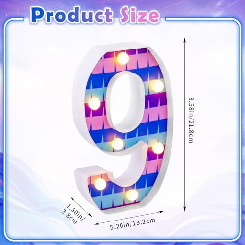 Birthday Decorations LED Light Up Number Centerpieces Table Decorations for Party Supplies Backdrop Wall Decor for Birthday Party Decorations (Video Game Theme, Number 9)