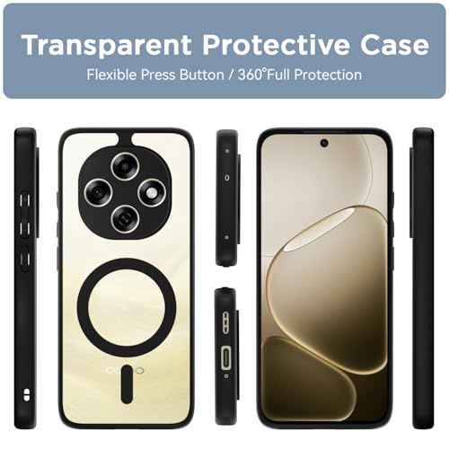 Image of Amazon Basics Back Cover for Oppo F31 Pro 5G Compatible with Mag-Safe | Shockproof Design | Hard Transparent Back Case (Black Mag-Safe)