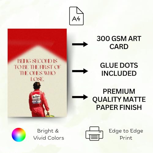 Image of Posters Inc Sports F1 Cars Motivational Posters for Wall A4 Size Aesthetic Setup 300 GSM Matte Paper Pack of 6 Automotive Motorsport Decor for Boys Gaming Room, Bedroom, Home & Office with Adhesive