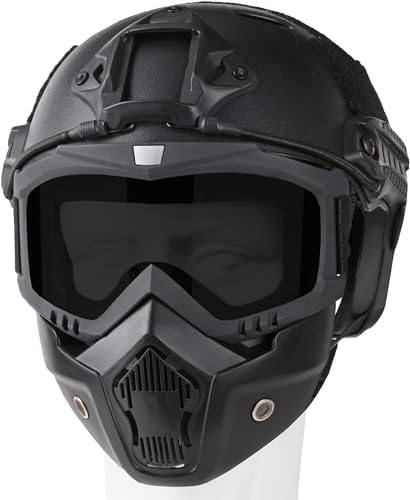 Airsoft Helm Und Vollgesichtsmaske Mit Abnehmbarer, Verstellbarer...