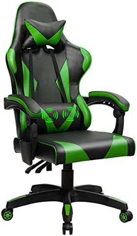 Goplus Therapeutic massage Gaming Chair, Reclining Backrest, Seat Peak Adjustment Racing Pc Workplace Chair, Ergonomic Excessive Again Swivel PC Recreation Chair with Headrest and Lumbar Cushion