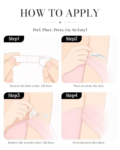 Image of VOCH GALA Double Sided Tape for Clothes & Fashion, 100 Strips | Secure Hold, PE Easy Peel, Less Residue on Delicate Fabrics, Hypoallergenic for Sensitive Skin, 100 Pre-Cut Strips