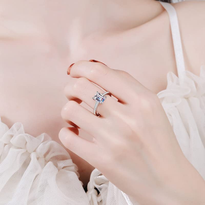 Bague Moissanite 2ct Argent Émeraude StarGems idéale pour vos soirées chic - 4
