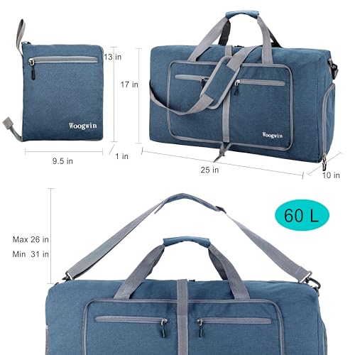 Image of Woogwin Travel Duffel Bag Large Foldable Waterproof Overnight Bag for Beach Swim Bags Pool Sports Gym